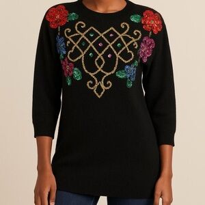 ✨ Vintage Sequin Floral Sweater / (or) Sweater Dress ✨